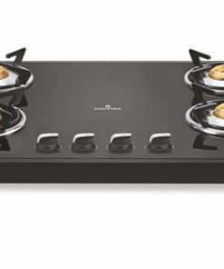 Vidiem Gas Stove G4 205 A Edge Pro (Black) | 4 Burner Gas Stove | Manual Ignition | 8mm Toughened Glass Top Gas Stove | Safety, Reliability, High Efficiency | ISI Certified | 2 years warranty